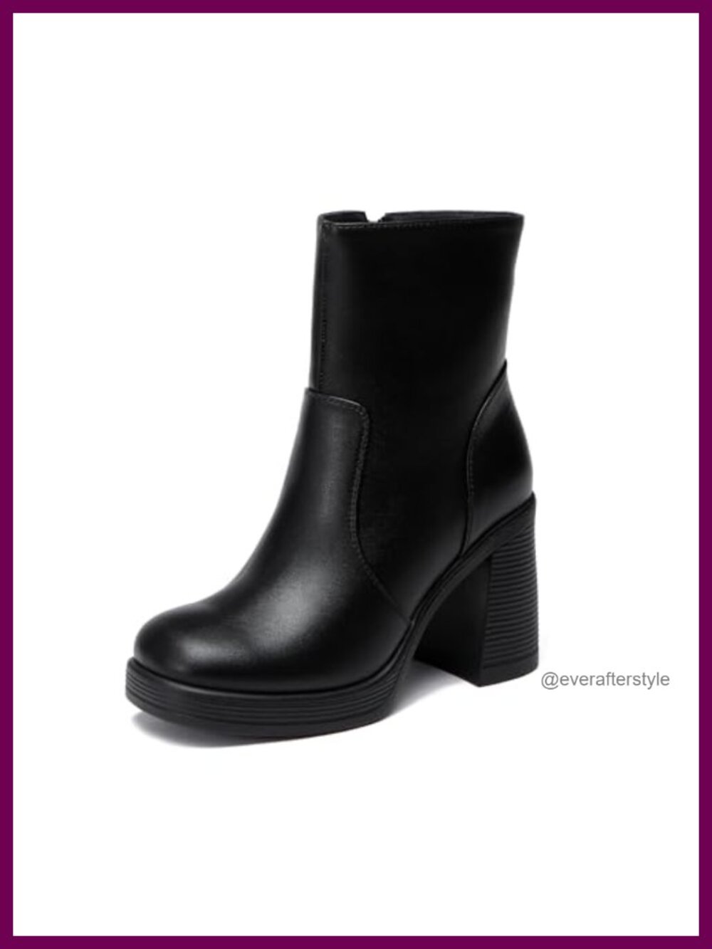 Women's Platform Gogo Ankle Boots with Zipper, Square Toe Chunky Block Heel